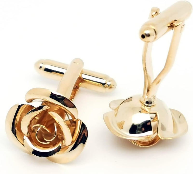 Jonwo Rose Gold Flower Shape French Shirt Jewelry Cufflinks Stainless Tuxedo Cuff Links Buttons With Gift Box for Business Wedding - Image 5